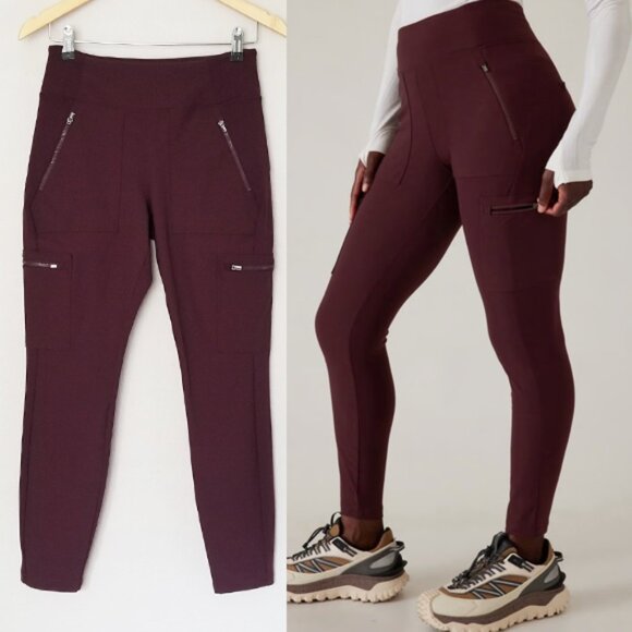 Athleta Headlands Hybrid High Rise Cargo Legging Pants Spiced Cabernet 6P $119 - Picture 5 of 16